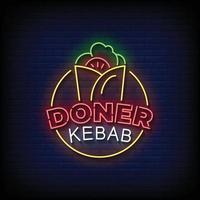 doner kebab enseignes au néon style texte vecteur
