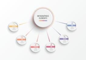 éléments abstraits du modèle infographique graphique avec étiquette, cercles intégrés. concept d'entreprise avec 6 options. pour le contenu, le diagramme, l'organigramme, les étapes, les pièces, les infographies de chronologie, la disposition du flux de travail. vecteur