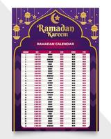 modèle de calendrier ramadan kareem vecteur