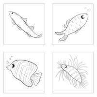 poisson abstrait doodle nager silhouette illustration vectorielle vecteur