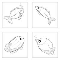 dessin animé doodle animal marin croquis abstrait illustration vectorielle vecteur