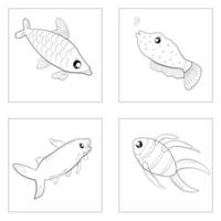 dessin animé doodle animal marin abstrait fond d'écran illustration vectorielle vecteur