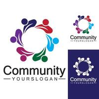 modèle de conception de logo communautaire pour les équipes ou les groupes.réseau et conception d'icônes sociales vecteur