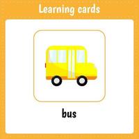 cartes d'apprentissage pour enfants. autobus vecteur