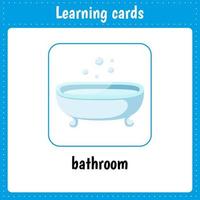 cartes d'apprentissage pour enfants. salle de bain vecteur