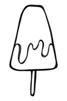 illustration vectorielle de crème glacée dessinée à la main isolée sur fond blanc. clipart de dessert mignon. pour l'impression, le web, le design, la décoration, le logo. vecteur
