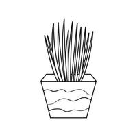 plante d'intérieur en pot dans un style de dessin au trait noir et blanc. plante en pot isolée sur fond blanc. illustration vectorielle vecteur