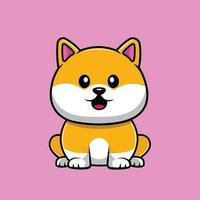 mignon shiba inu assis illustration d'icône de vecteur de dessin animé. concept d'icône animale isolé vecteur premium.