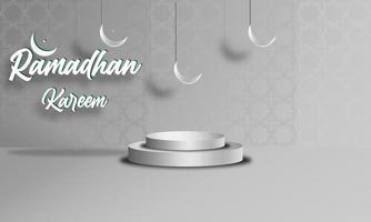 Ornement de podium gris couleur de fond islamique 3d islamique, ramadhan kareem, conception vectorielle eps 10 vecteur