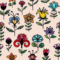 doodle abstrait motif floral coloré sans couture. fond de fleur dessiné à la main. vecteur