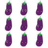 collection de personnages d'aubergine vecteur