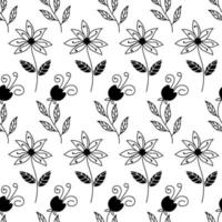 motif floral sans couture avec des fleurs de doodle. fond d'écran abstrait. tissu, impression numérique. papier d'emballage infini moderne. vecteur