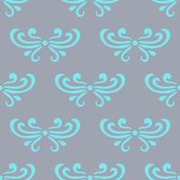 motif damassé abstrait bleu et gris coloré de boucles dans un style rétro. fond floral vintage. conception de style art nouveau. vecteur