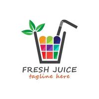 design moderne coloré de jus de fruits frais, symbole de logo de boisson sucrée vecteur
