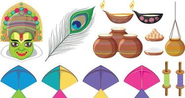 objet sacré et décoration pour festival indien vecteur