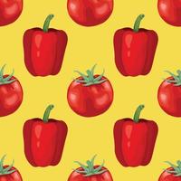 poivron rouge et tomate dessin à la main art sans couture vecteur