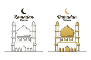 illustration de conception vectorielle ramadan kareem style monoligne ou dessin au trait vecteur