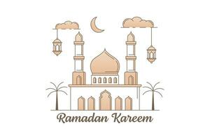 illustration de conception vectorielle ramadan kareem style monoligne ou dessin au trait vecteur