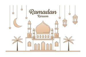 illustration de conception vectorielle ramadan kareem style monoligne ou dessin au trait vecteur