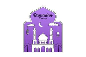 illustration de conception vectorielle ramadan kareem style monoligne ou dessin au trait vecteur