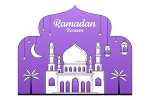 illustration de conception vectorielle ramadan kareem style monoligne ou dessin au trait vecteur