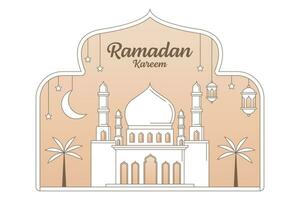 illustration de conception vectorielle ramadan kareem style monoligne ou dessin au trait vecteur