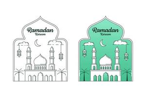 illustration de conception vectorielle ramadan kareem style monoligne ou dessin au trait vecteur