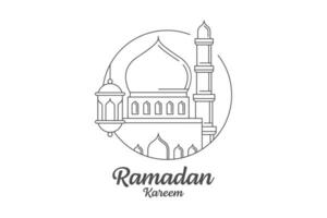 illustration de conception vectorielle ramadan kareem style monoligne ou dessin au trait vecteur