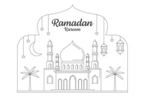 illustration de conception vectorielle ramadan kareem style monoligne ou dessin au trait vecteur