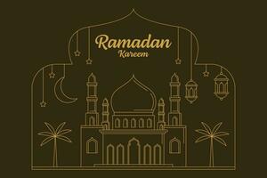 illustration de conception vectorielle ramadan kareem style monoligne ou dessin au trait vecteur