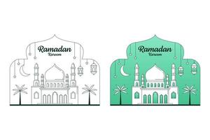 illustration de conception vectorielle ramadan kareem style monoligne ou dessin au trait vecteur