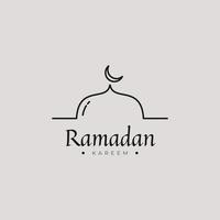 modèle de logo d'art en ligne ramadan. inspiration du logo de la mosquée dans un style d'art en ligne minimaliste. illustration vectorielle vecteur