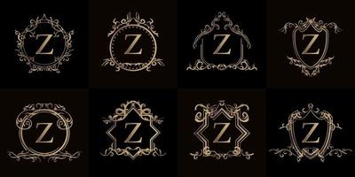 collection de logo initial z avec ornement de luxe ou cadre fleuri vecteur