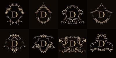 collection de logo initial d avec ornement de luxe ou cadre fleuri vecteur