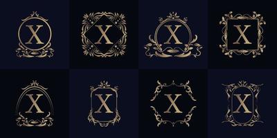 cadre d'ornement de luxe initial x logo set collection. vecteur