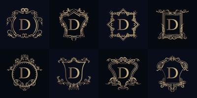 collection de logo initial d avec ornement de luxe ou cadre fleuri vecteur