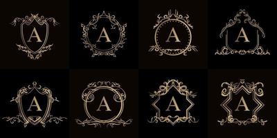 collection de logo initial a avec ornement de luxe ou cadre fleuri vecteur