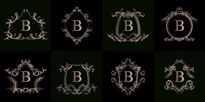 collection de logo initial b avec ornement de luxe ou cadre fleuri vecteur