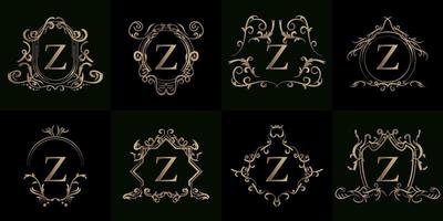 collection de logo initial z avec ornement de luxe ou cadre fleuri vecteur