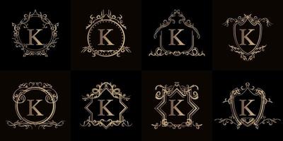 collection de logo initial k avec ornement de luxe ou cadre fleuri vecteur