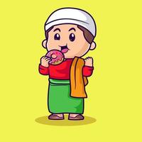 mignon enfant musulman ramadan kareem vecteur