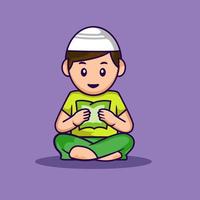 mignon enfant musulman ramadan kareem vecteur