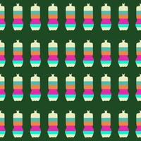 image de bouteilles d'eau colorées disposées en rangées, dans des bouteilles d'eau de couleurs rose, violet, bleu sur fond vert foncé. vecteur