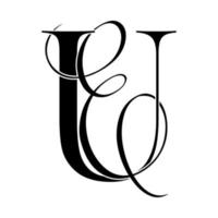 ue, eu, logo monogramme. icône de signature calligraphique. monogramme de logo de mariage. symbole de monogramme moderne. logo de couple pour mariage vecteur