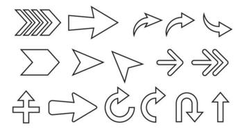 différentes flèches décrivent les icônes. ensemble d'icônes web de haute qualité pour les applications mobiles, la conception d'interface utilisateur et les produits d'impression vecteur