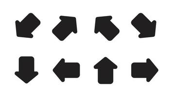 icône de flèche ou ensemble de signes. conception plate. illustration vectorielle. éléments de conception Web. droite, gauche, haut, bas, ouest, nord-ouest, sud-ouest, nord, sud-est, sud, est, nord-est et sud-est