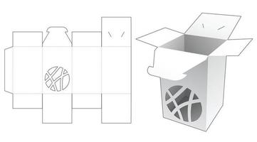 boîte d'emballage avec modèle de découpe de fenêtre en forme de cercle abstrait vecteur