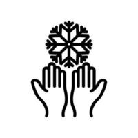 icône de flocon de neige avec la main. adapté au symbole de l'hiver. style d'icône de ligne. conception simple modifiable. vecteur de modèle de conception