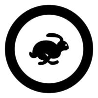 L'icône de vitesse du concept de lièvre de lapin couleur noire en cercle rond vecteur