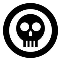 icône de crâne de crâne humain en cercle autour de l'image de style plat d'illustration vectorielle de couleur noire vecteur